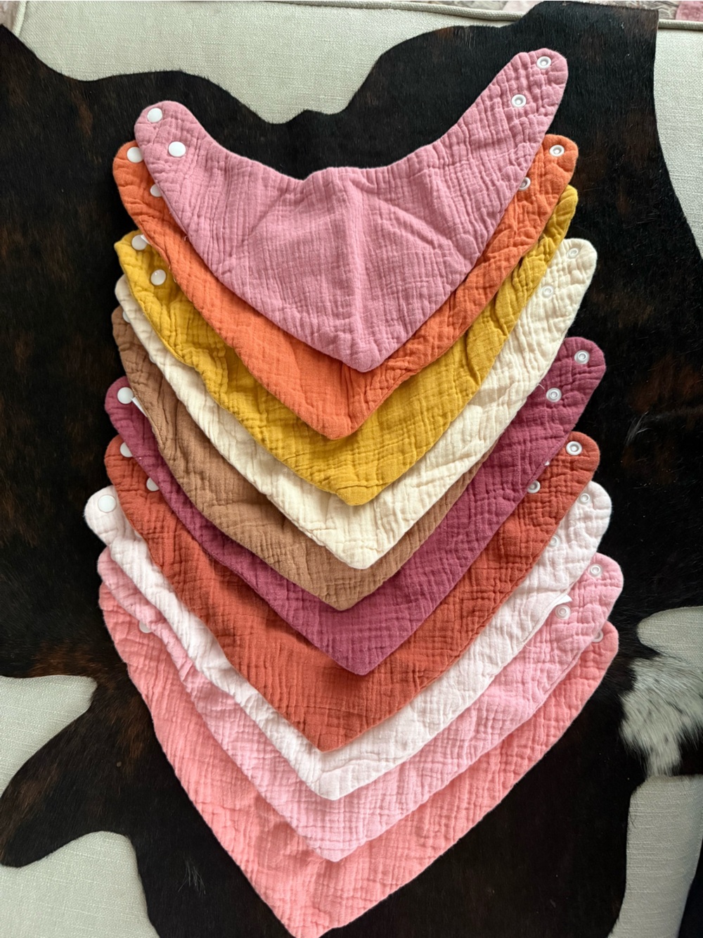 Organic Muslin Baby Bandana Bibs - Pack of 10 Assorted Colors